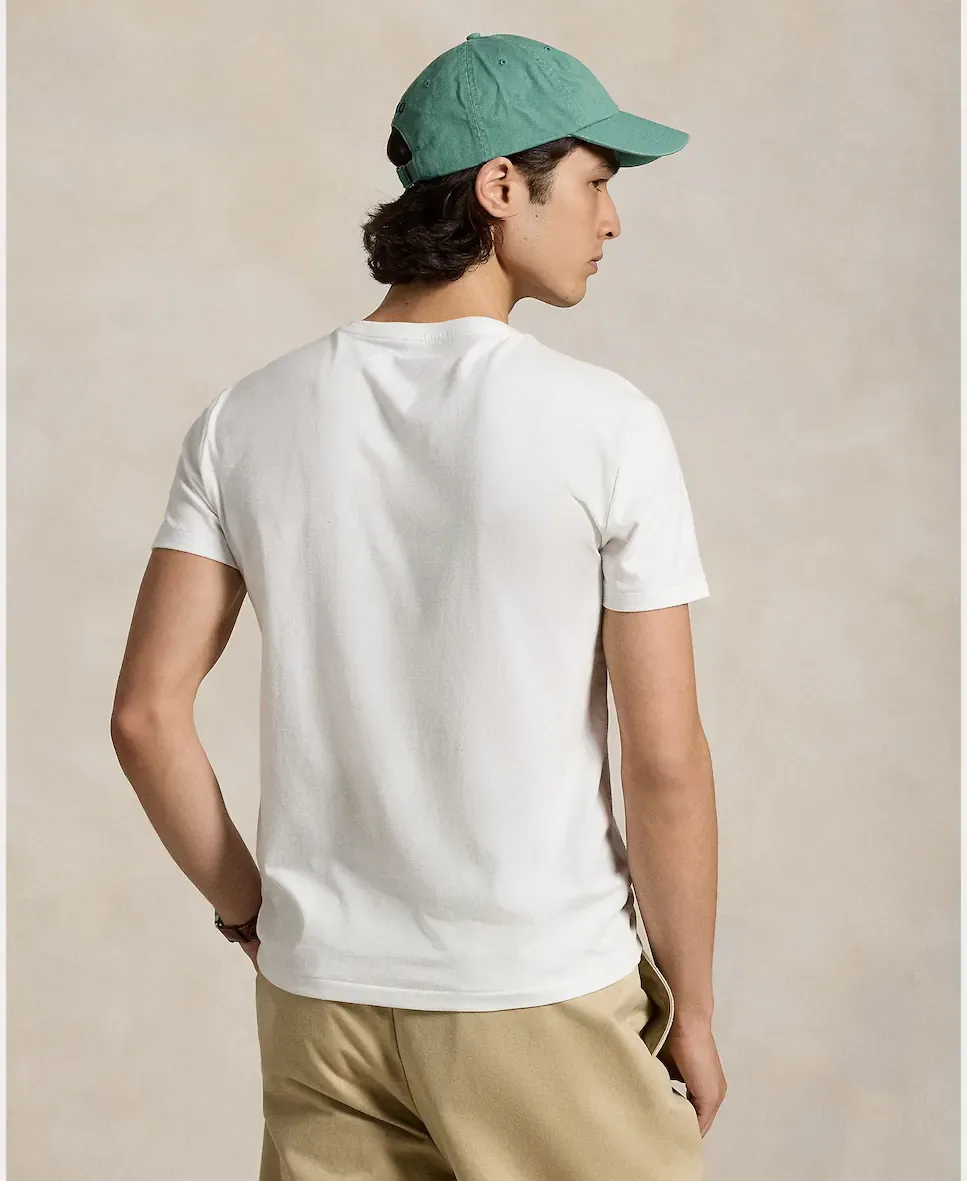 Мужская хлопковая футболка с вышитым логотипом Polo Ralph Lauren, белый — фото 2