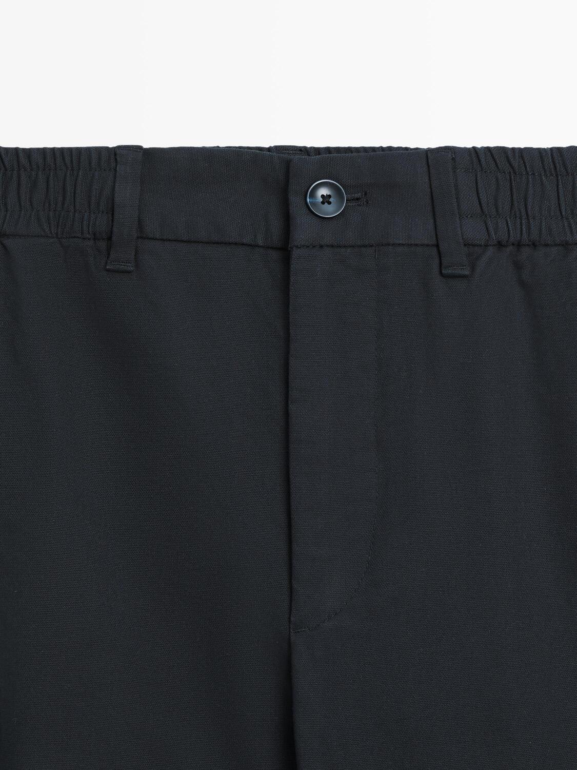 Брюки jogger из хлопковой смеси Massimo Dutti, navy blue — фото 4