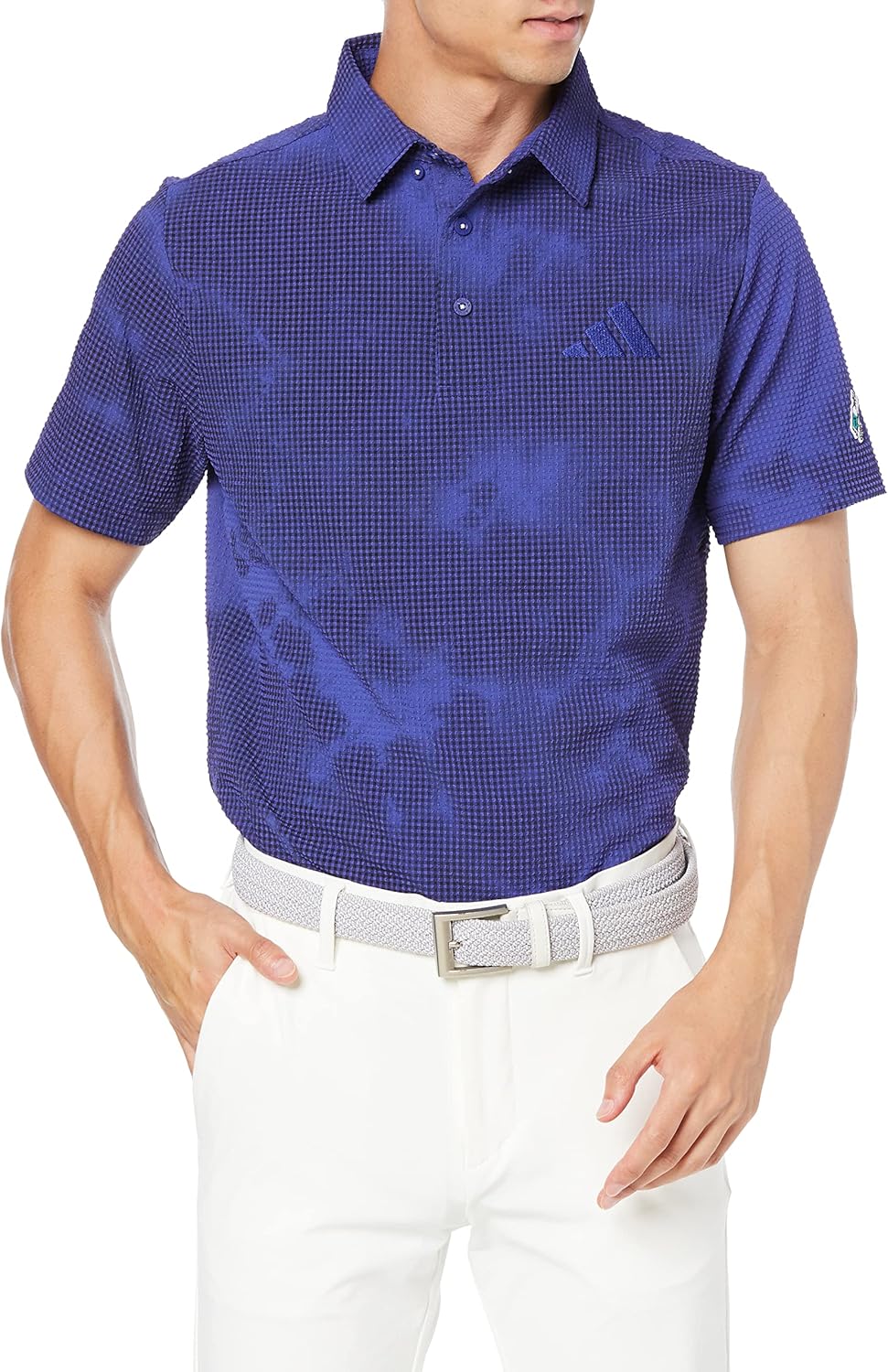 

Мужская футболка для гольфа PLAY GREEN с короткими рукавами, окрашенная методом распыления Adidas, белый/темно-синий