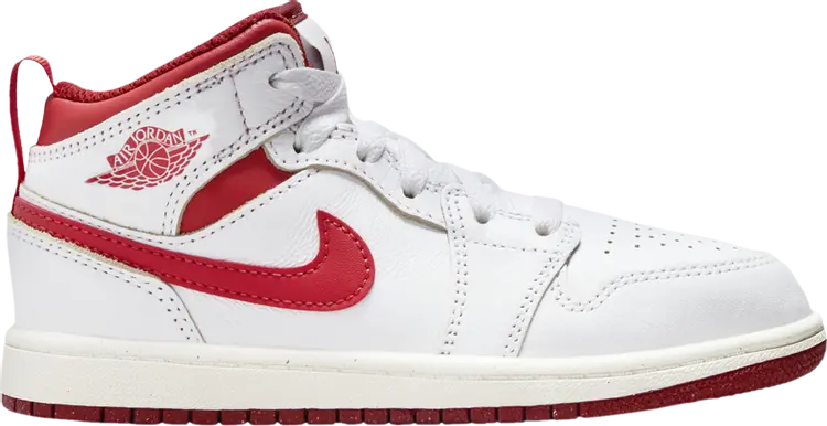 

Кроссовки Air Jordan 1 Mid SE PS 'White Dune Red', белый