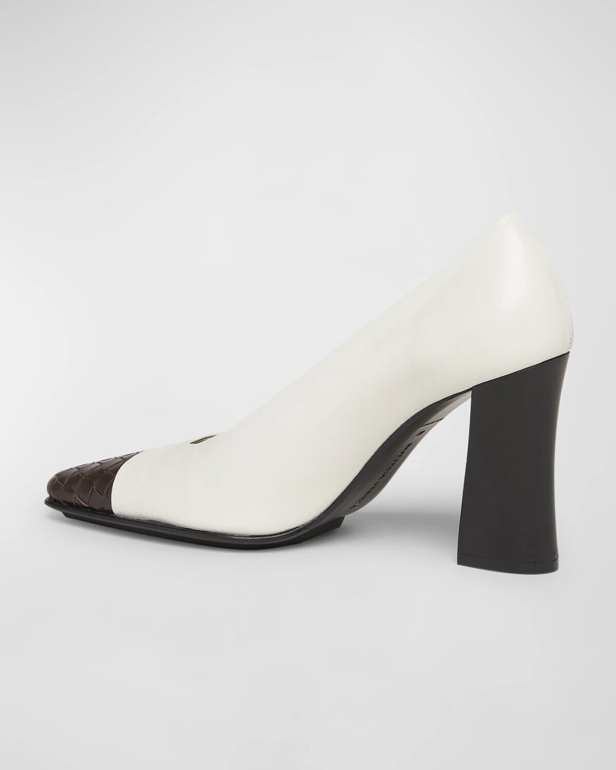 Туфли из смешанной кожи на блочном каблуке Bottega Veneta, цвет White Fondant — фото 4