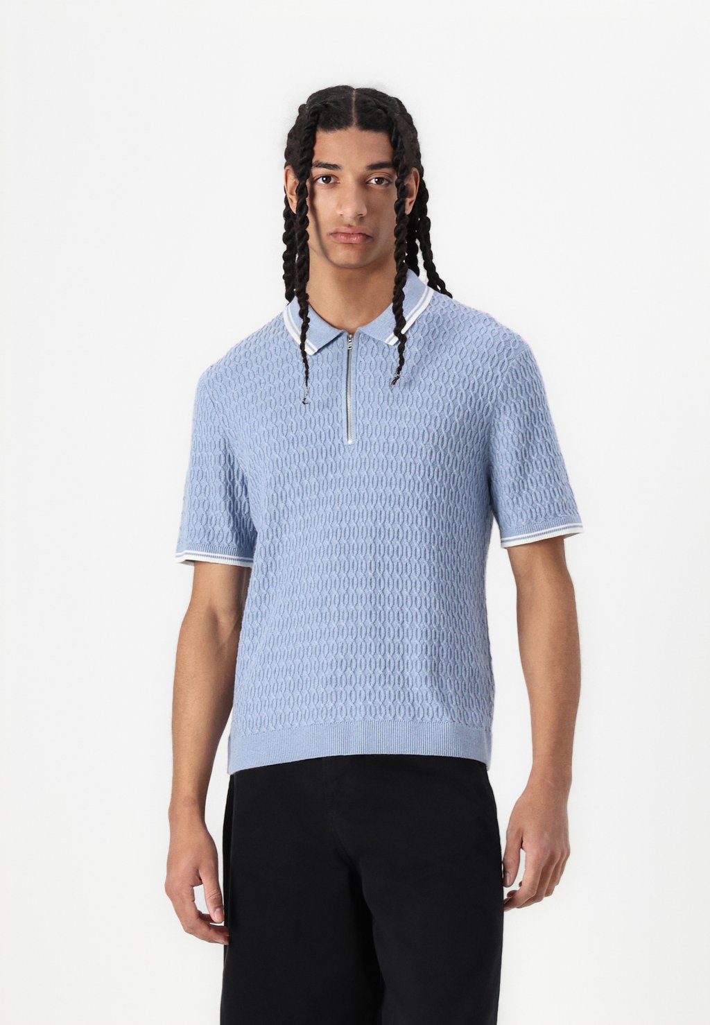 

Рубашка поло PREPPY TIPPED ZIP SWOLO Abercrombie & Fitch, синий
