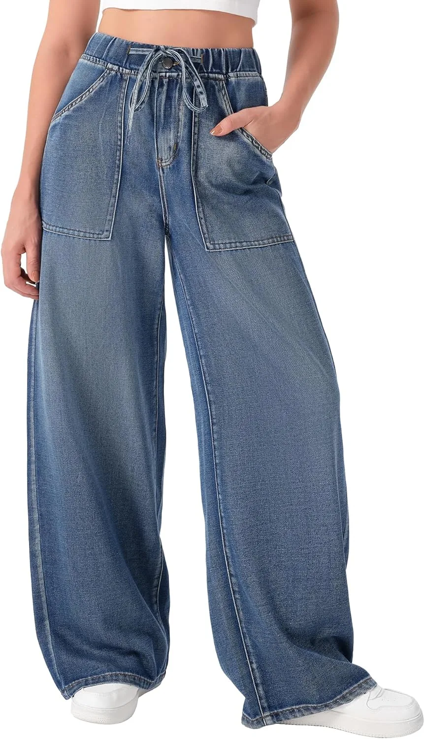 

Roswear джинсы для женщин Wide Leg Breeze с кулиской и большими карманами