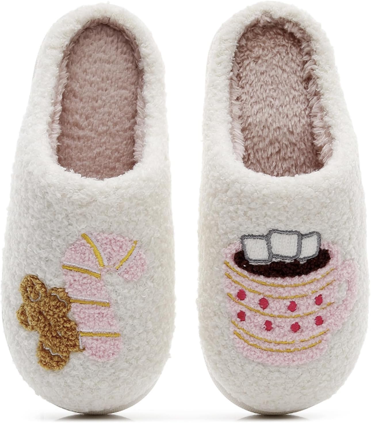 

Рождественские хлопковые тапочки зимние плюшевые с мультяшным оленем, печеньем и Санта-Клаусом для дома, хлопковые домашние туфли Oukisam, Gingerbread Man 041