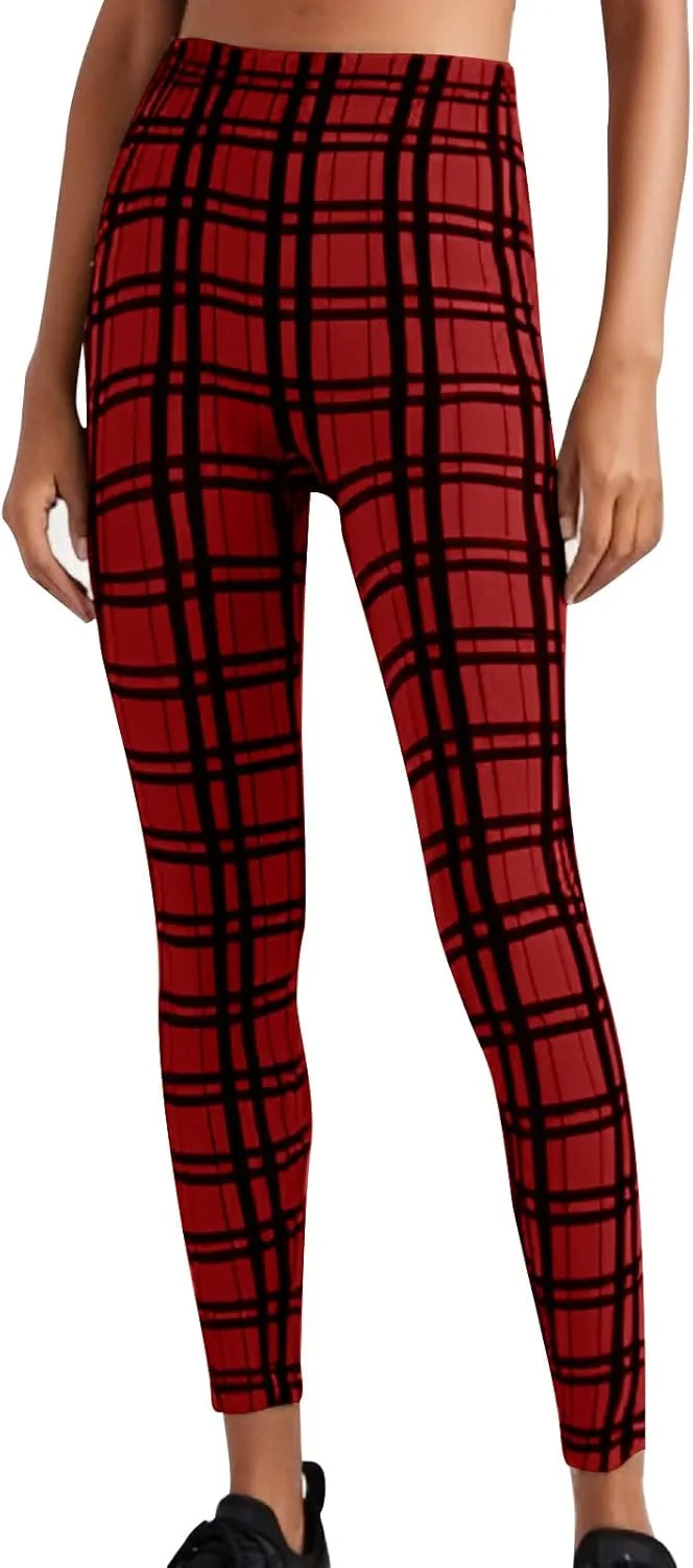 

Женские рождественские леггинсы Vintage Plaid High Waisted