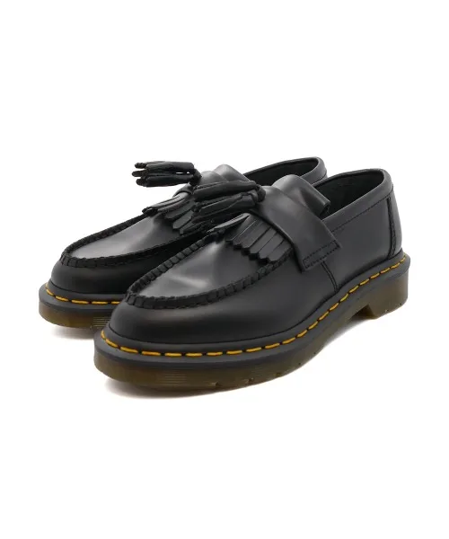 Унисекс кожаные лоферы Adrian Dr. Martens с жёлтой строчкой чёрные — фото 3
