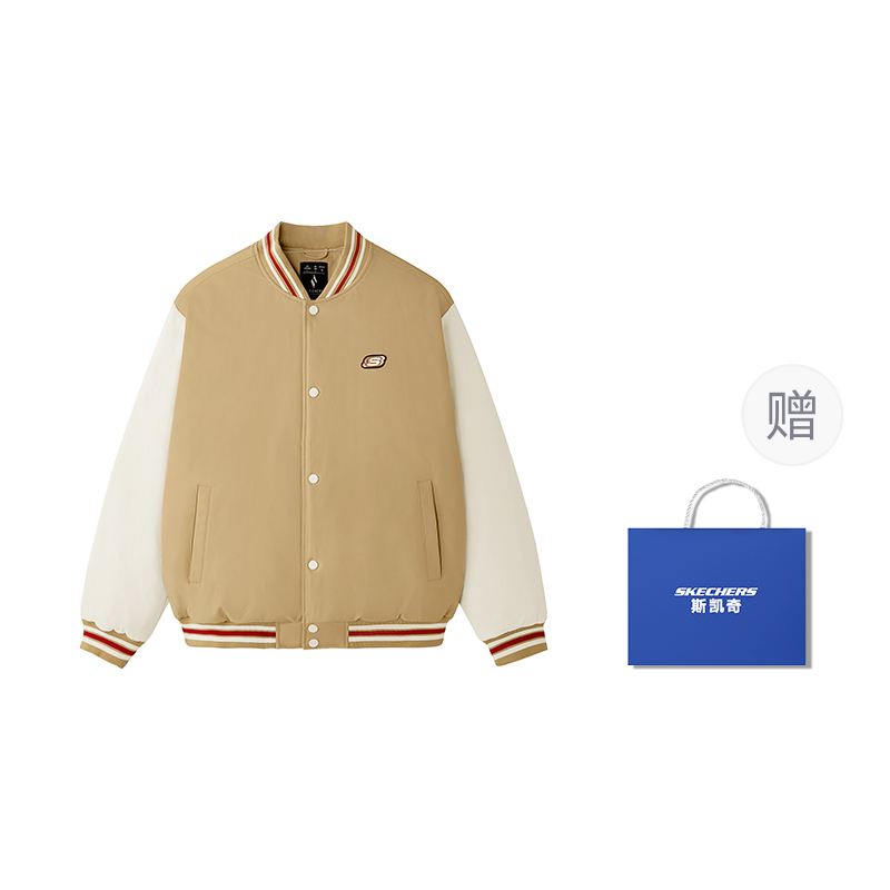 

Skechers Бейсбольная куртка унисекс бежево-коричневая, Beige Umber-Shopping Bag Included