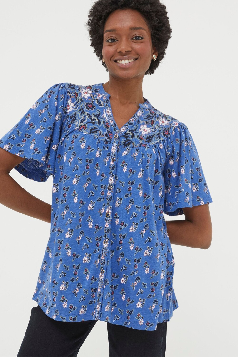 

Многослойная блузка с цветочным принтом Fatface Polly Fat Face, синий