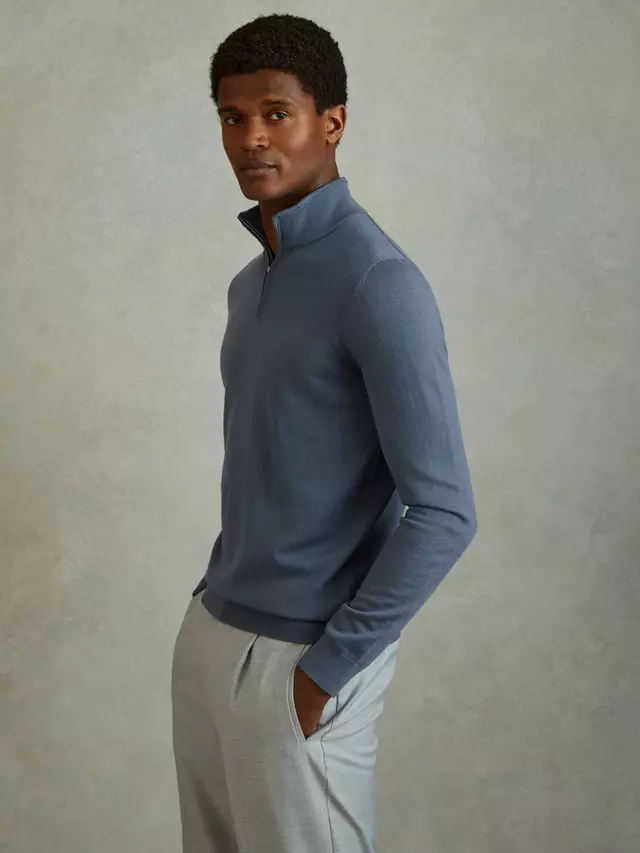 

Джемпер Reiss Blackhall Wool Zip, цвет airforce blue