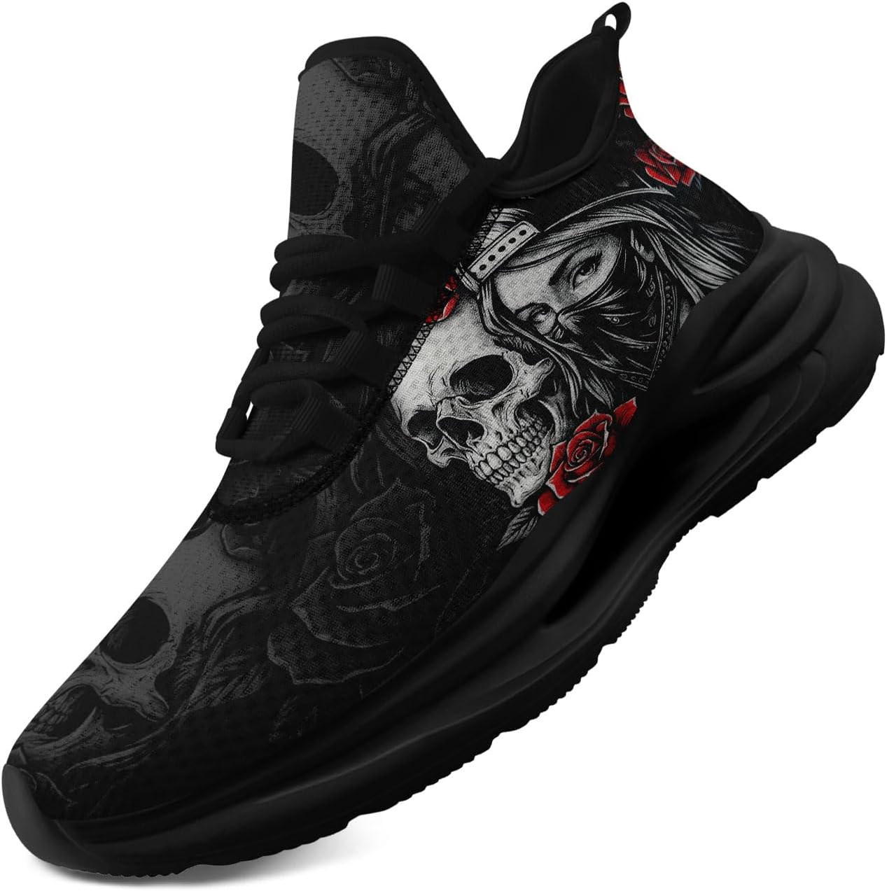 

Мужские легкие беговые кроссовки, удобные, в готическом стиле с черепом, повседневные спортивные кроссовки для тренажерного зала, ходьбы, тенниса, для женщин Coolcustomize, красный