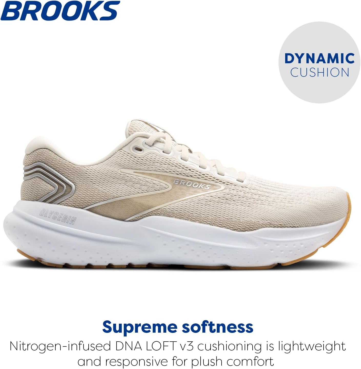 Мужские кроссовки Brooks Glycerin 21 Neutral для бега, белый/хаки — фото 2