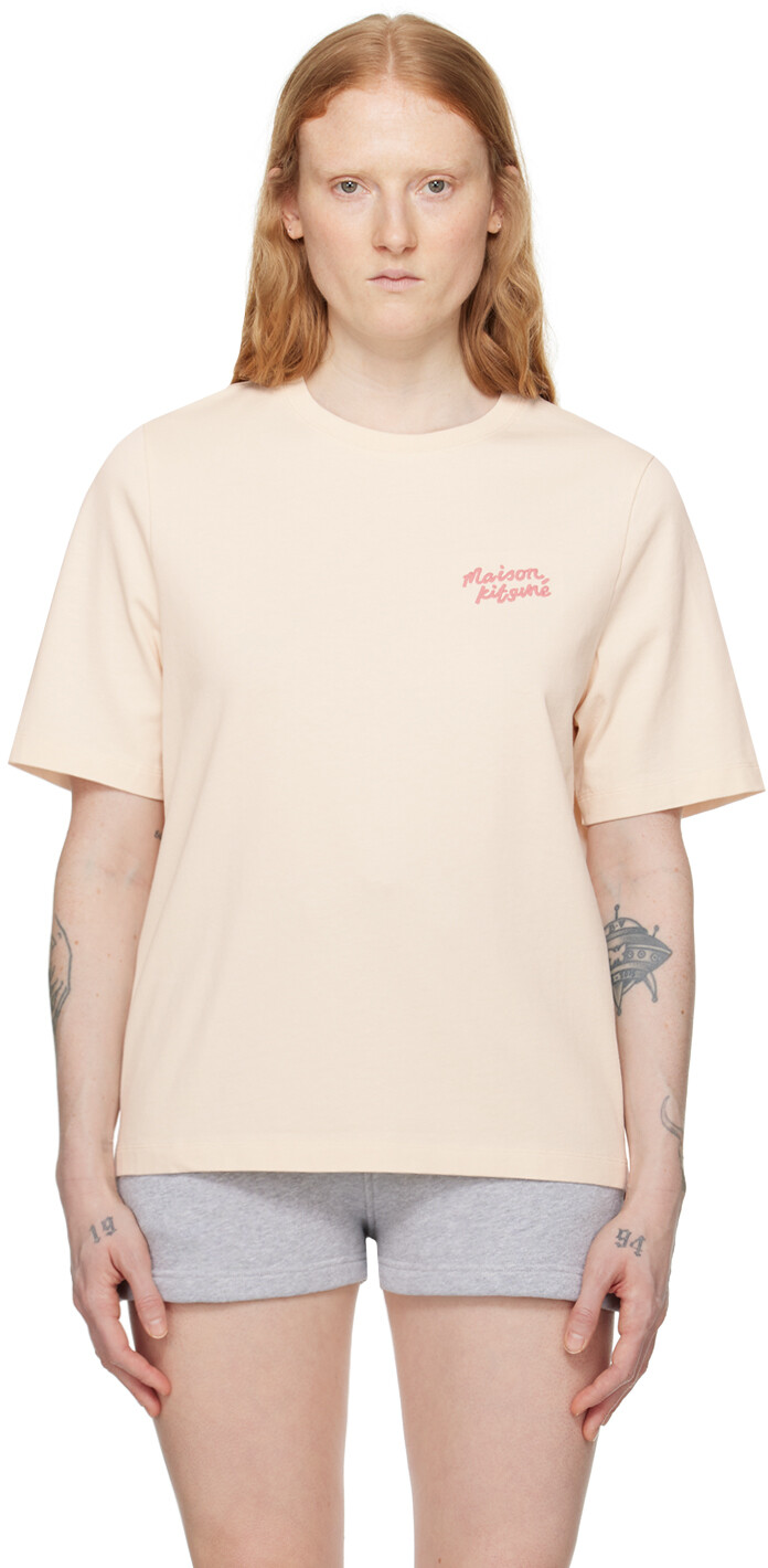 

Кремового цвета Футболка с почерком Maison Kitsune