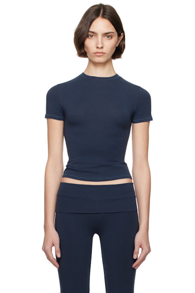 

Футболка из хлопкового джерси темно-синего цвета SKIMS