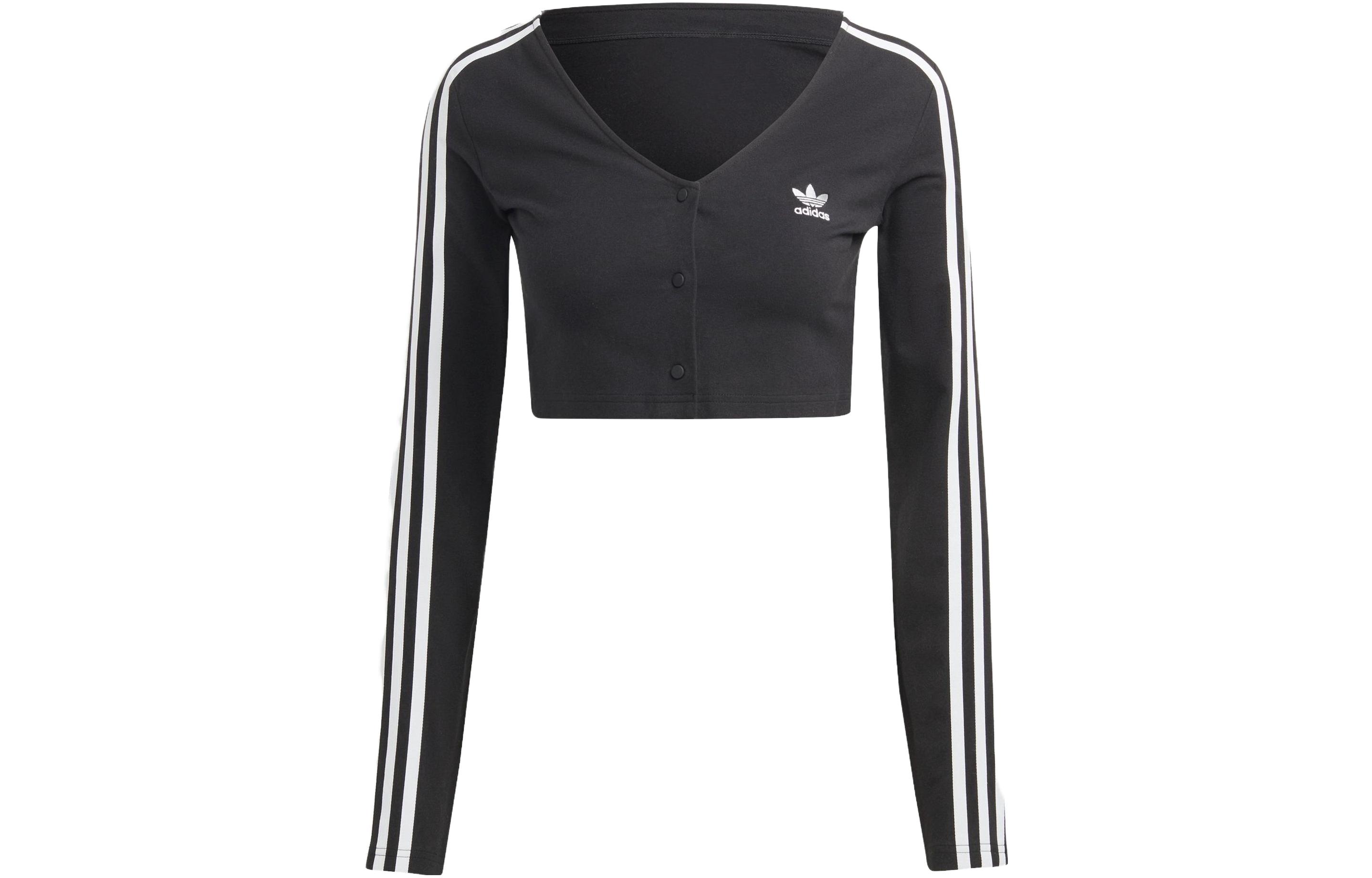 Кроп-топ с вышитым логотипом Adidas Originals, черный — фото 3