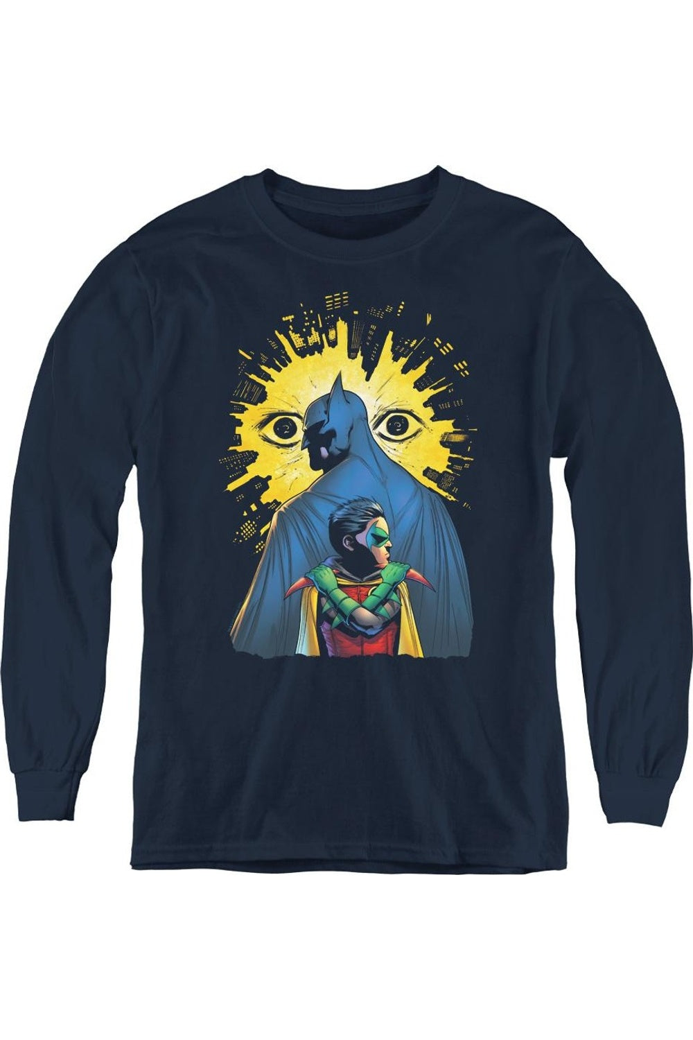 

Футболка с длинным рукавом Batman Watchers для детей Gildan, темно-синий