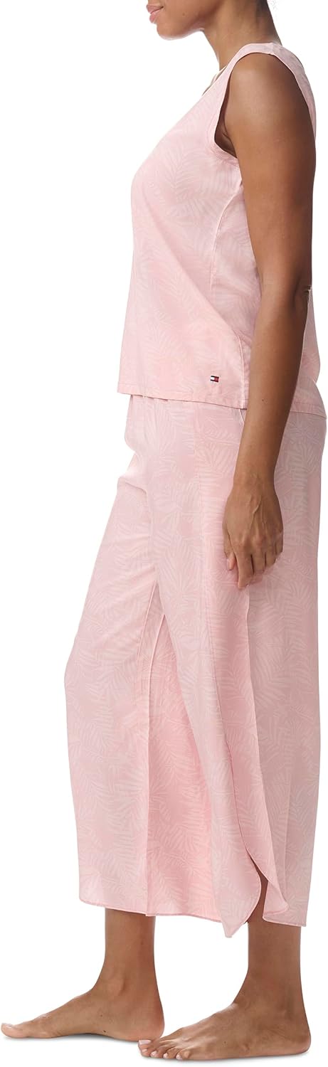 Женский пижамный комплект Tommy Hilfiger из майки и укороченных брюк, Tonal Palm/Peach Skin — фото 2