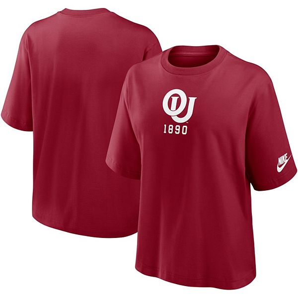 Женская футболка Oklahoma Sooners Boxy Legacy Established малинового цвета Nike — фото 2