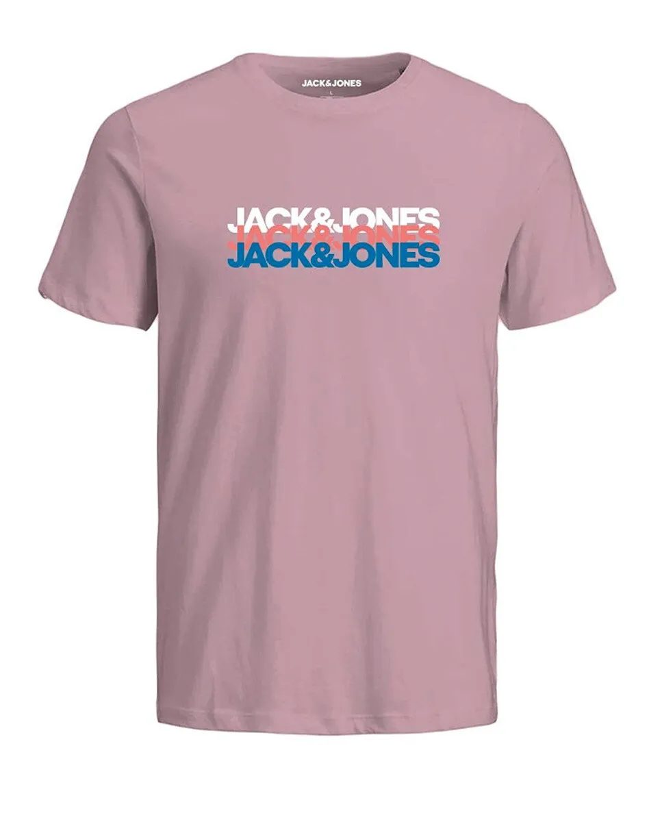 

Мужская футболка с короткими рукавами и принтом спереди Jack & Jones, розовый