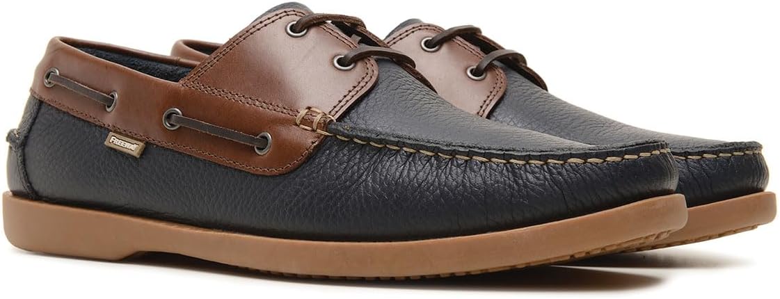 

Мокасины Freeway Navy из кожи для мужчин, повседневные кожаные слипоны, низкие лодочные туфли с резиновой подошвой, темно-синий