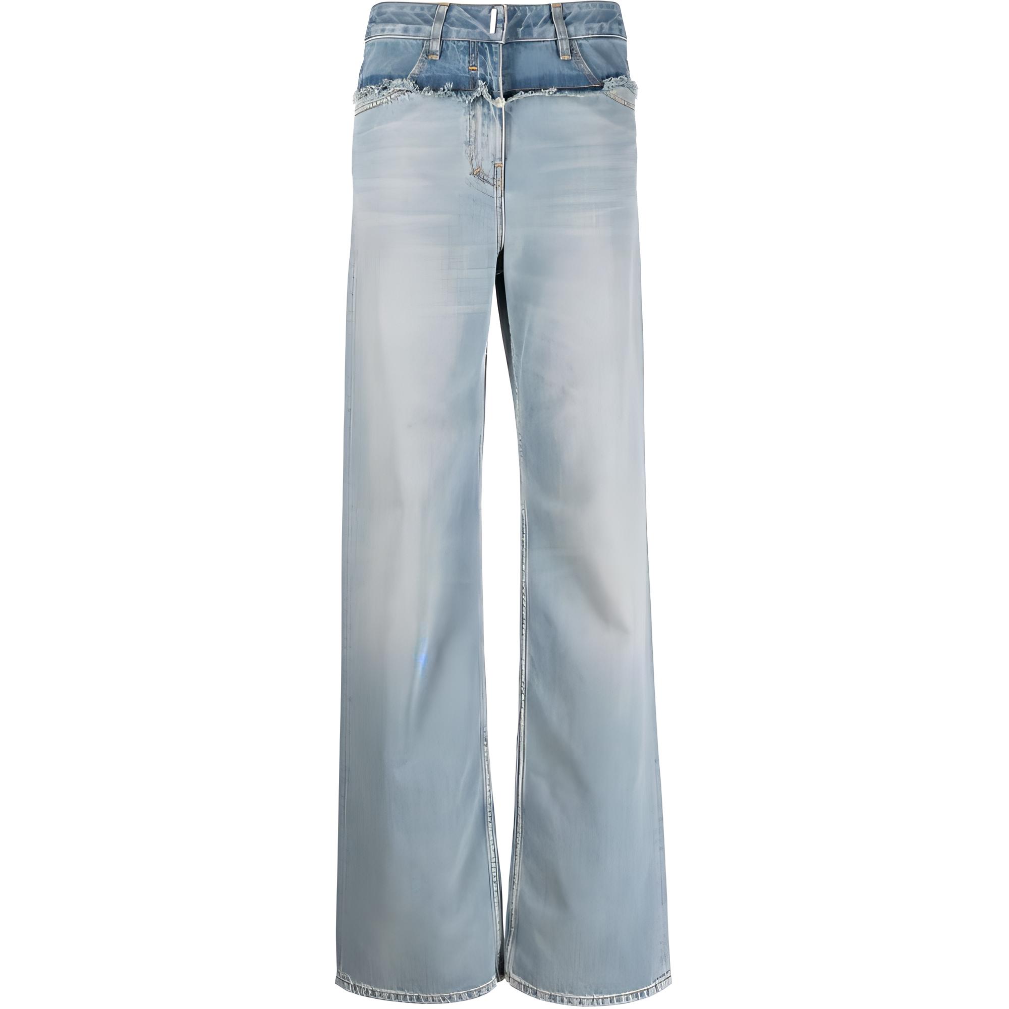 

Джинсы Givenchy с широкими штанинами и рваным краем, синие