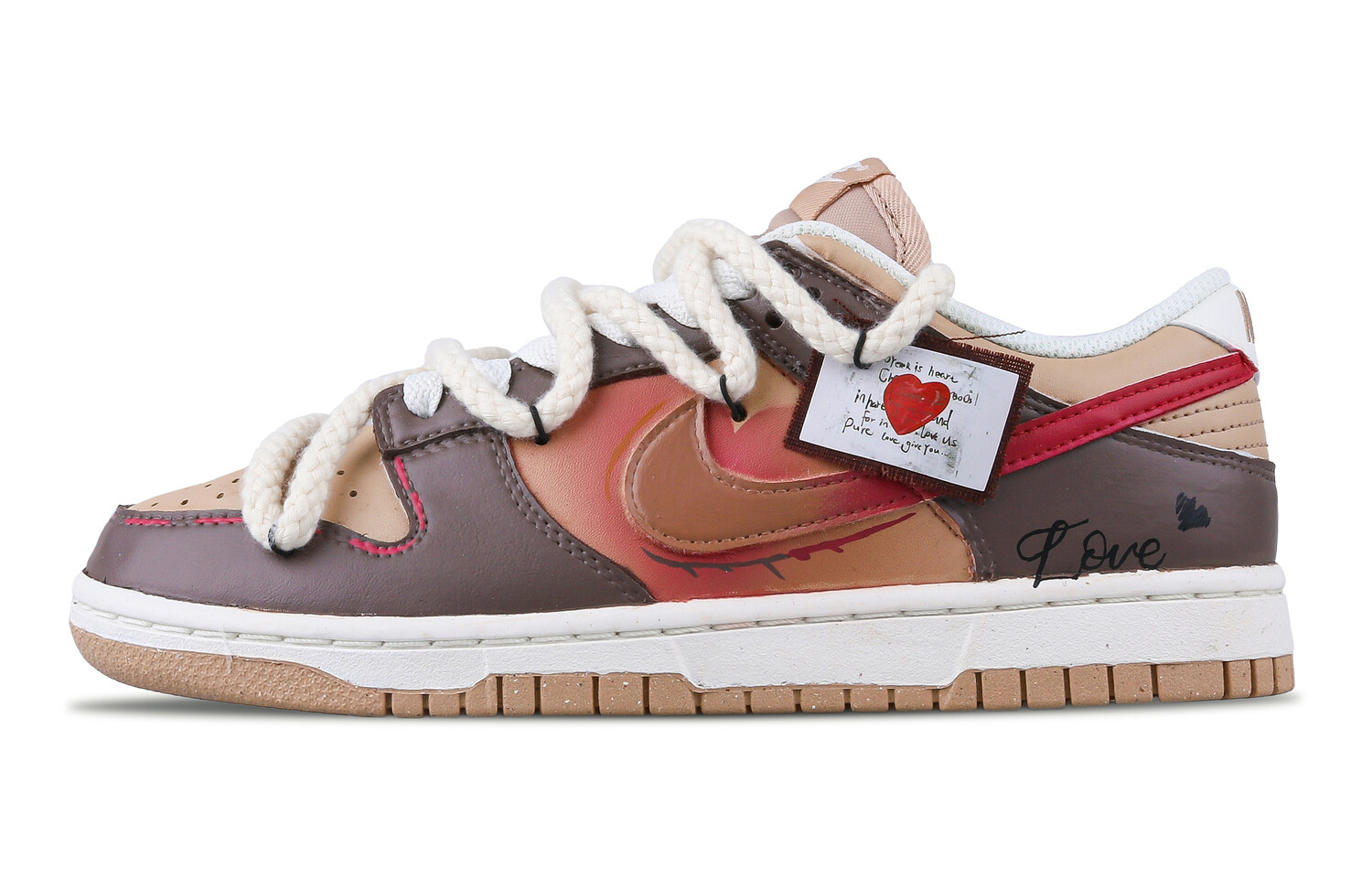 

Кроссовки Nike Dunk Skateboarding Shoes Women's Low-top Red, коричневый