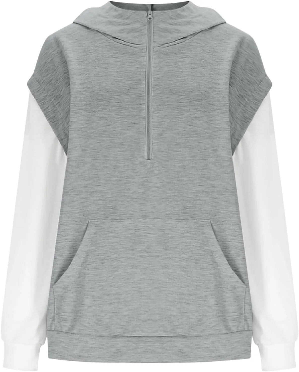 Мужская толстовка 2026 Quarter Zip с капюшоном Tactical Stylish Fake-Two Patchwork с карманами — фото 3