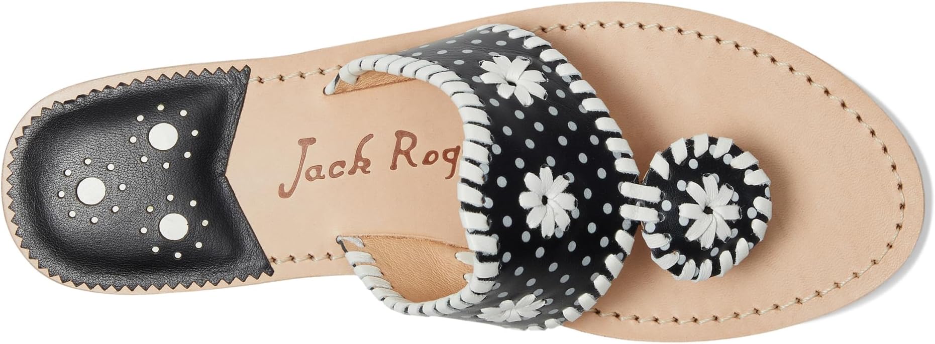 Туфли Jack Rogers Jacks Flat Sandal - Nappa/Patent, Black/White Dot Pat — фото 2