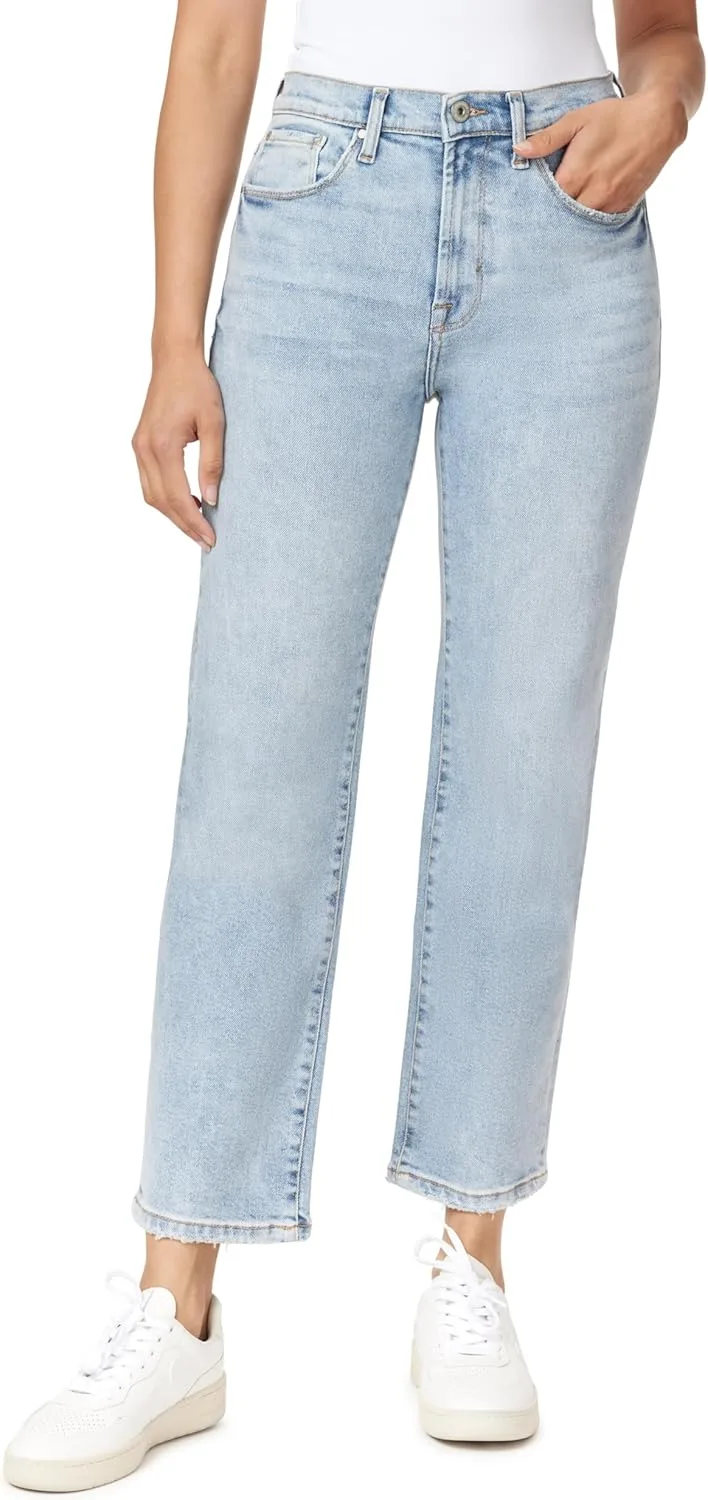 

Джинсы kensie для женщин Ella Vintage Luxe, высокая посадка, прямой крой, длина по внутреннему шву 27 дюймов, необработанный край, размеры 0-24