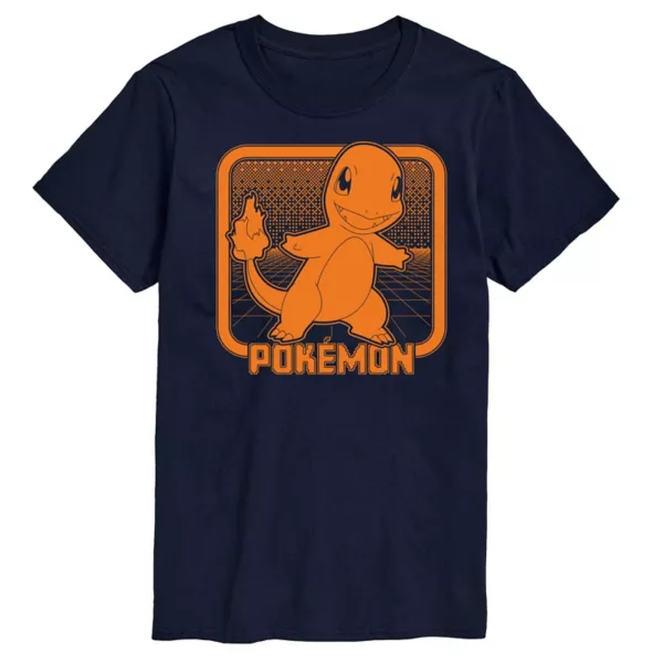 

Мужская футболка с ретро-принтом Charmander Licensed Character, синий