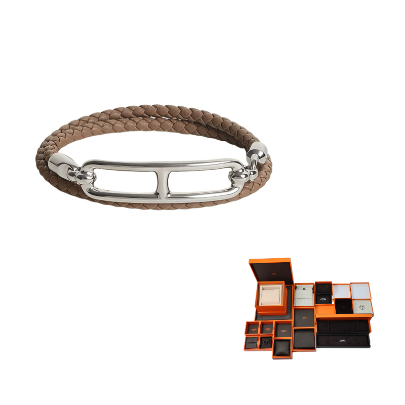 

Браслет из телячьей кожи унисекс HERMES, elephant серый