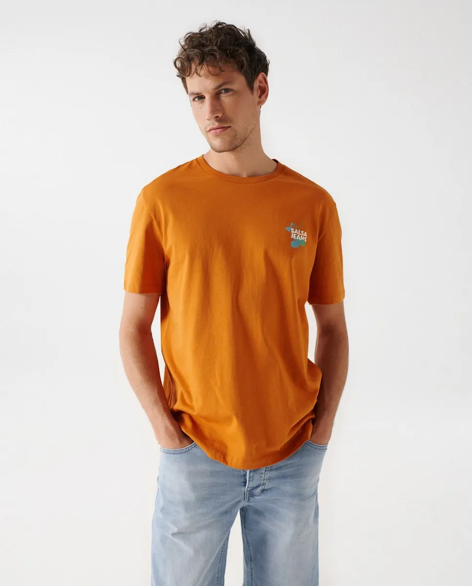 

Мужская футболка оранжевого цвета с коротким рукавом Salsa Jeans