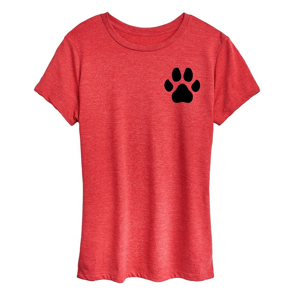 

Женская черная футболка с рисунком Pawprint Licensed Character, цвет Heather Red