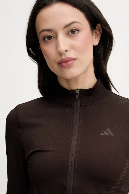 Блуза тренировочная на молнии Adidas Performance, коричневый — фото 4