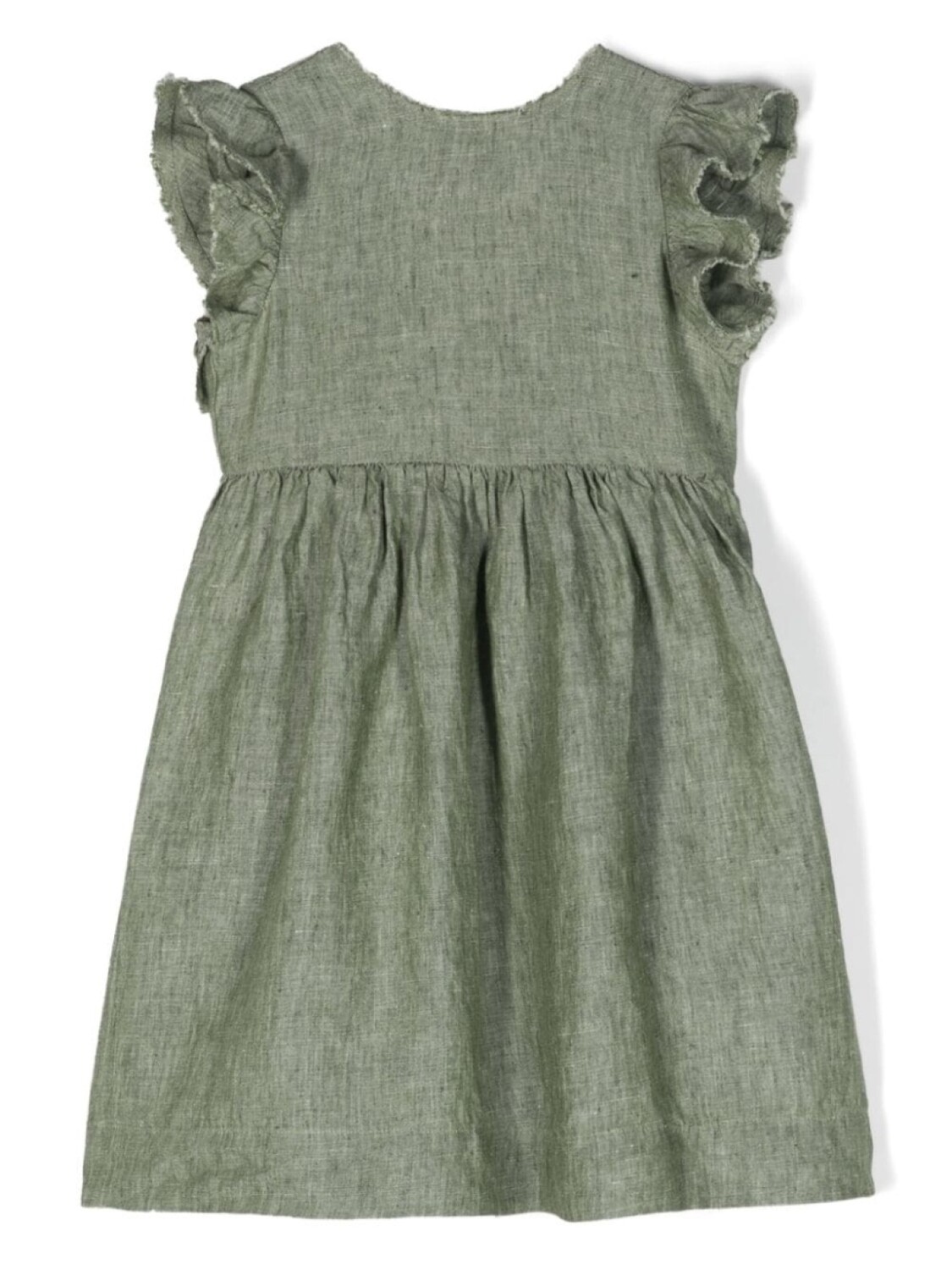 

Il Gufo льняное платье с оборками на рукавах, зеленый