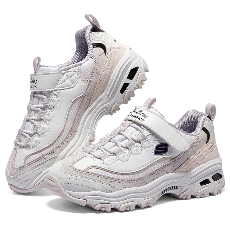 Skechers Детские повседневные кроссовки low top, устойчивые к скольжению и истиранию, цвет lavender — фото 4