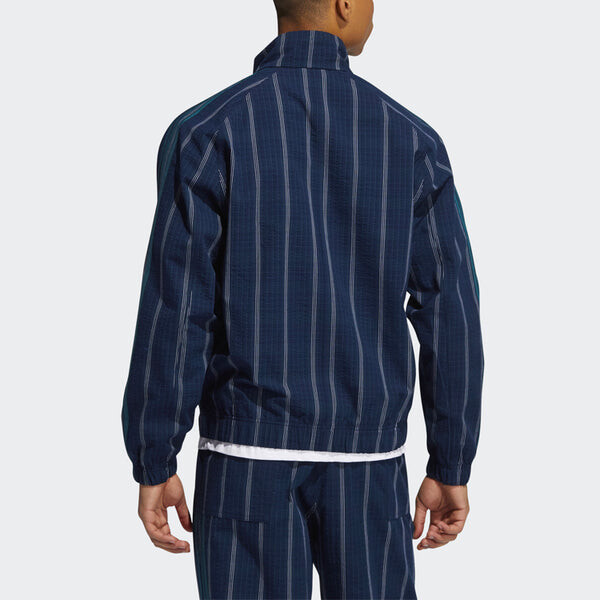 Куртка adidas originals Mw Tt Casual Stand Collar Plaid Athletics Sports Jacket Navy Blue, синий — фото 4