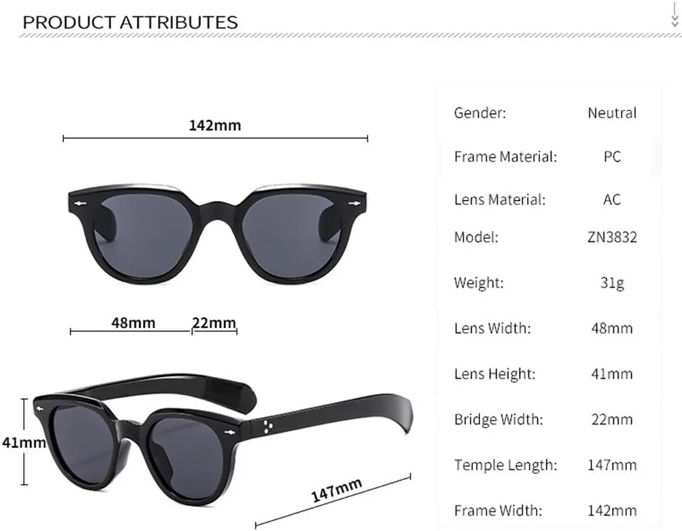 

Ретро круглые солнцезащитные очки для женщин и мужчин, с цветной оправой и заклепками, винтажные солнцезащитные очки с защитой от УФ-излучения UV400 VFDHN, 4