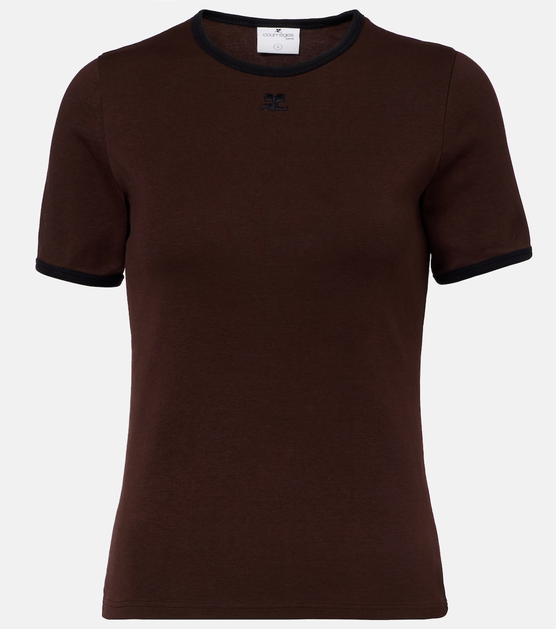 

Хлопковая футболка с логотипом Courrèges, Chocolate/Black