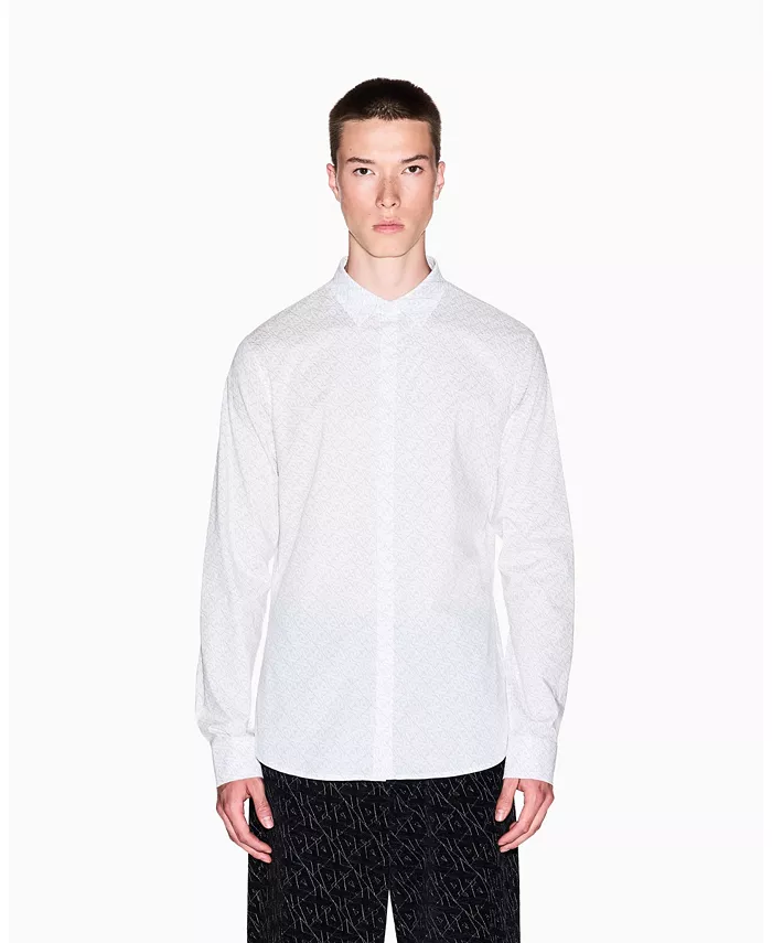 

Мужская рубашка с длинным рукавом из поплина с плетеным логотипом по всей поверхности A|X Armani Exchange, загар/бежевый