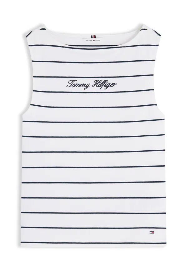 Топ-лодочка Tommy Hilfiger Classic Script Boat, цвет экрю / тёмно-синий — фото 4