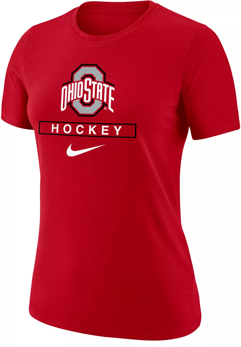 

Женская хлопковая футболка Nike Ohio State Buckeyes Scarlet Hockey Core