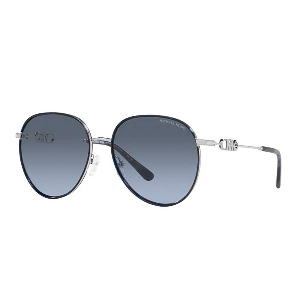 

Michael Kors MK 1128J 10158F 58 мм женские солнцезащитные очки-авиаторы, цвет silver/blue tortoise