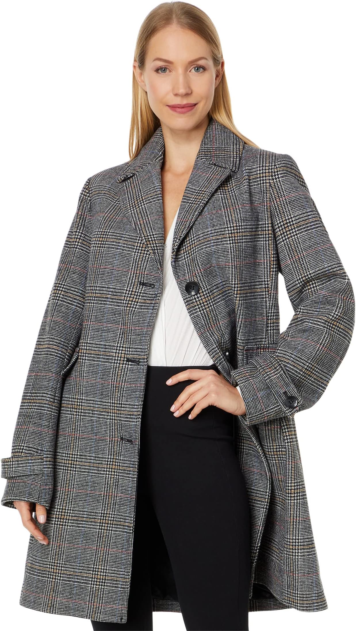 

Пальто Vince Camuto Single-Breasted Shawl Collar Coat V29776-ME, цвет Multi Plaid