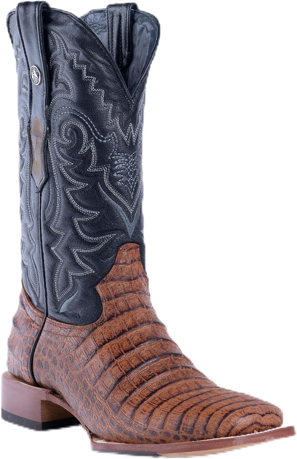 

Мужские ковбойские сапоги Tanner Mark Boots Caiman Belly Cognac, широкий квадратный носок, подошва для ходьбы, кожа, комбинированная подошва, высота голенища 13, initial