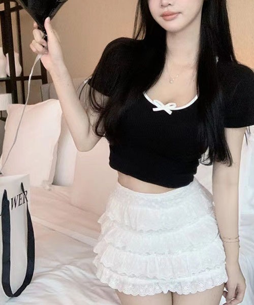 

Gossip！ロサンゼルス Топ с лентами, футболка с коротким рукавом Gossip Los Angeles, черный