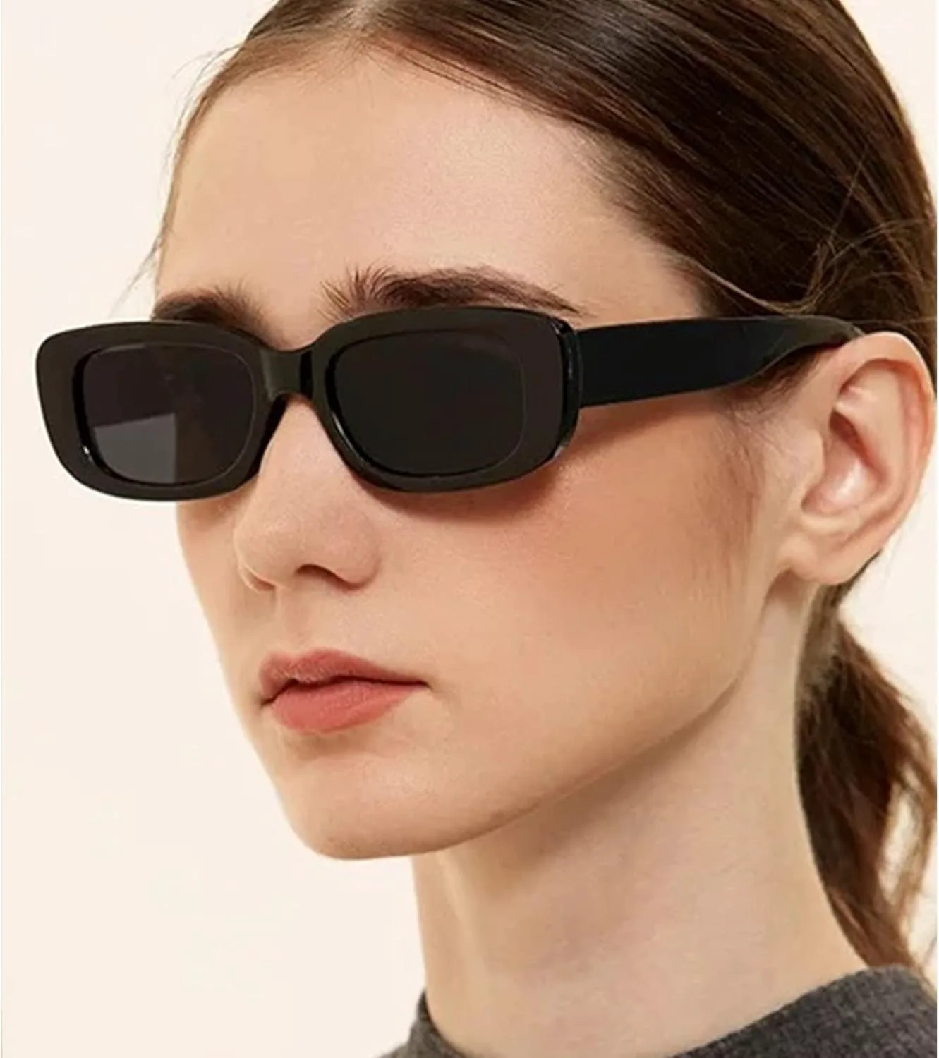 

Солнцезащитные очки в стиле ретро прямоугольной формы для женщин и мужчин, маленькая квадратная оправа, комплект из 2 штук Teumire, A1 Black/Black + Black/Black