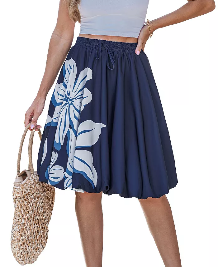 

Юбка миди в тропическом стиле для женщин Cupshe, синий