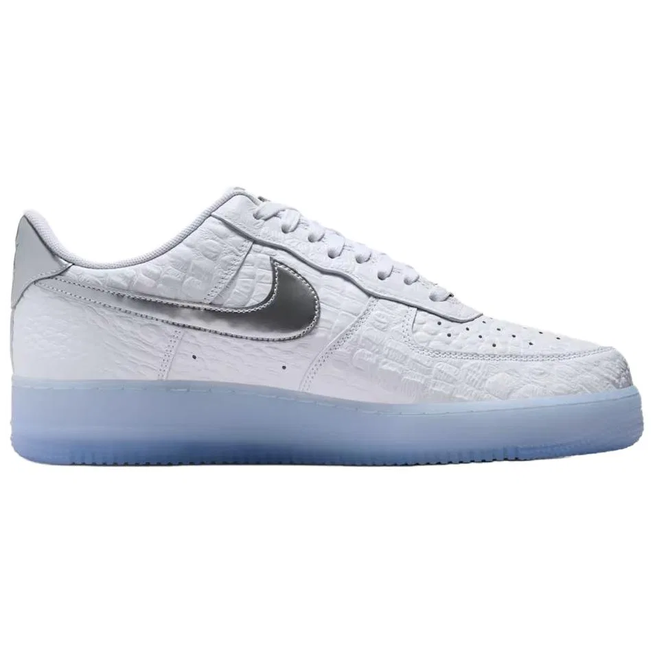 Кроссовки для скейтбординга Nike Air Force 1 бело-сине-серебристые — фото 3