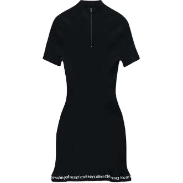 Мини-платье с ребристым логотипом Alexander Wang, черный