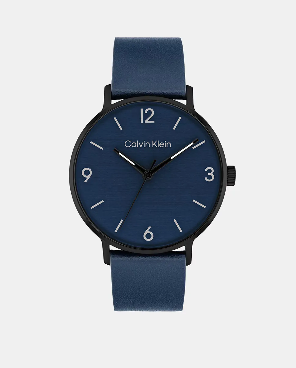 

Современные 25200436 темно-синие кожаные мужские часы Calvin Klein, синий